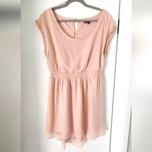 American Eagle Outfitters Pink Chiffon Fit  Flare Scoop Neckline Dress